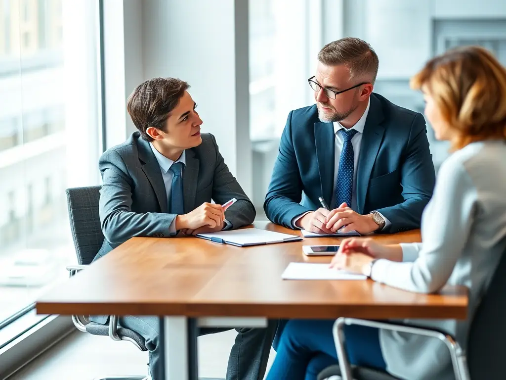 A close-up shot of a business coach and client engaged in a focused discussion, with the coach actively listening and providing personalized feedback and guidance.